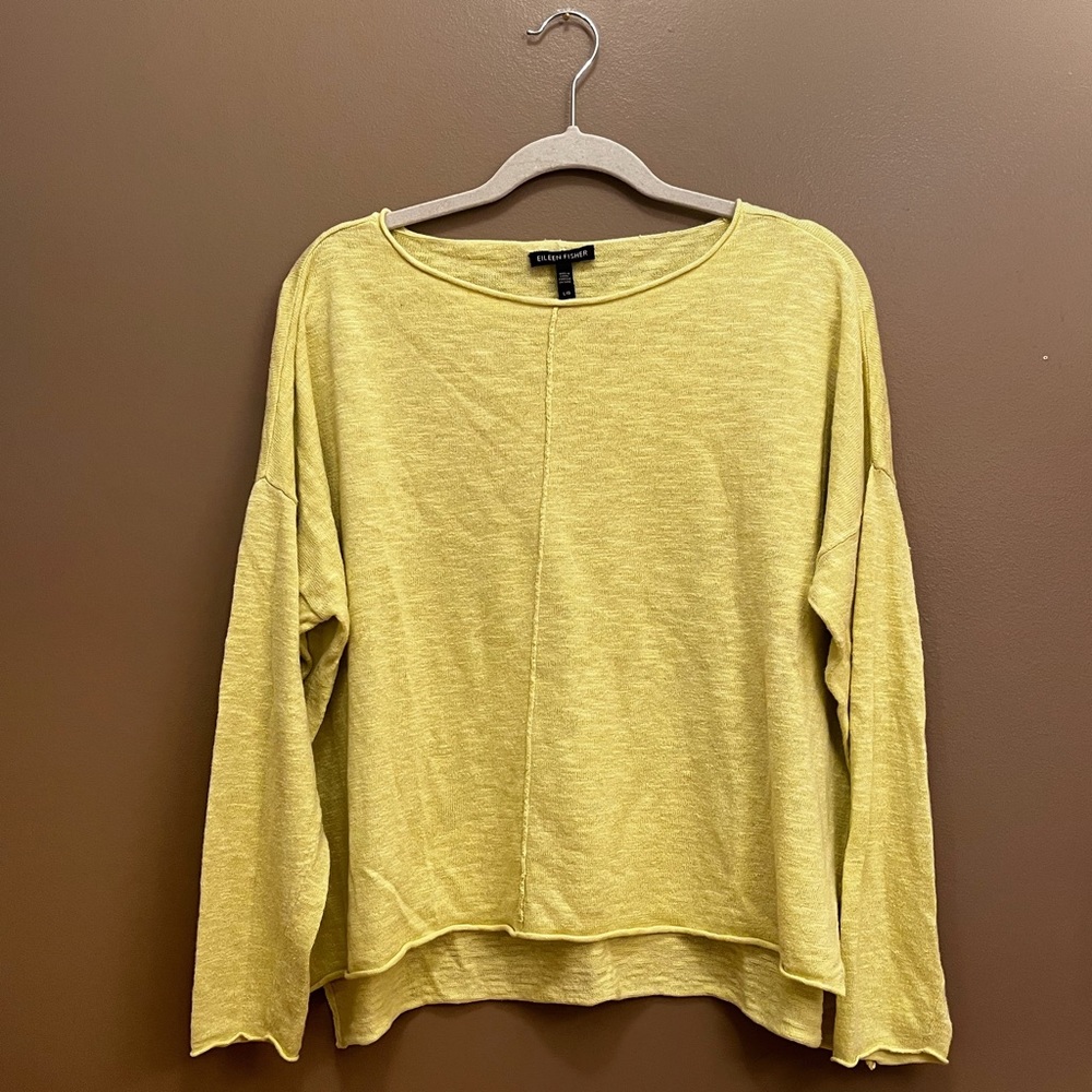 Eileen Fisher Lightweight Scoop-Neck Pullover in Mustard Yellow